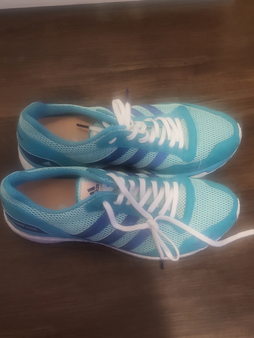 adidas Teal and Blue Mesh Running Shoes with White Laces